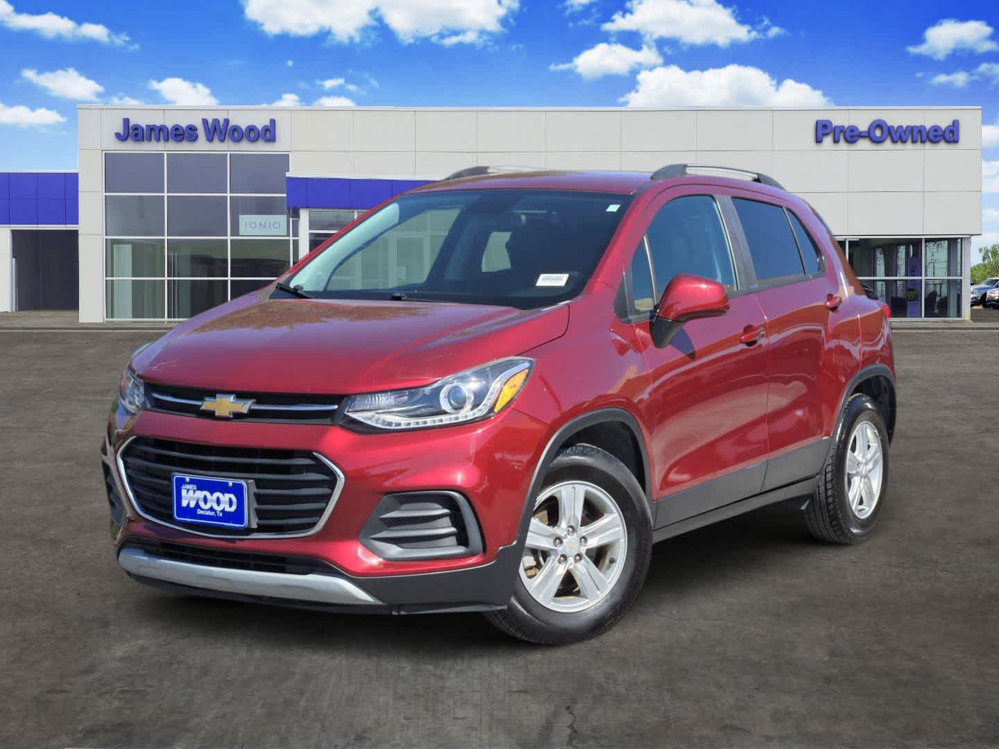 2021 Chevrolet Trax LT in Crimson Metallic — front three-quarter view