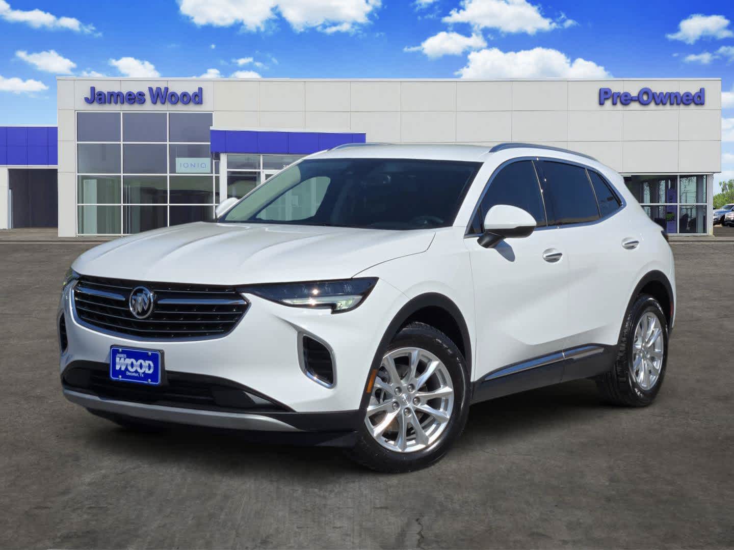 2021 Buick Envision Preferred in Summit White — front three-quarter view